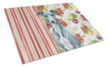 Load image into Gallery viewer, Blue Whippet Vegetables Glass Cutting Board