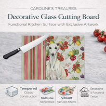 Load image into Gallery viewer, White Whippet Vegetables Glass Cutting Board