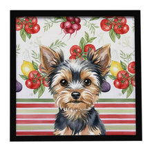 Load image into Gallery viewer, Black and Tan Yorkshire Terrier Vegetables Framed Metal Print