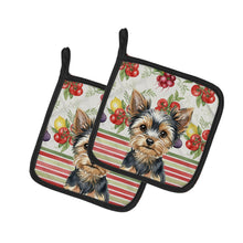Load image into Gallery viewer, Black and Tan Yorkshire Terrier Vegetables Pair of Pot Holders
