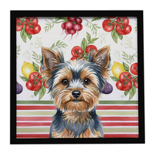 Load image into Gallery viewer, Blue and Tan Yorkshire Terrier Vegetables Framed Metal Print