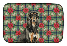 Load image into Gallery viewer, Black &amp; Tan Afghan Hound Christmas PoinsettIas Dish Drying Mat