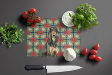 Load image into Gallery viewer, Black &amp; Tan Afghan Hound Christmas PoinsettIas Glass Cutting Board