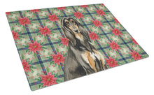 Load image into Gallery viewer, Black &amp; Tan Afghan Hound Christmas PoinsettIas Glass Cutting Board