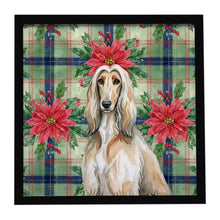 Load image into Gallery viewer, Afghan Hound Christmas PoinsettIas Framed Metal Print