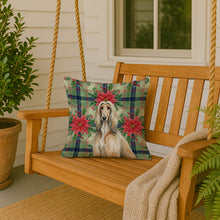 Load image into Gallery viewer, Afghan Hound Christmas PoinsettIas Throw Pillow