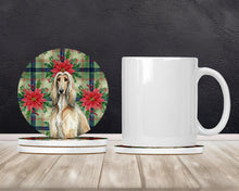 Load image into Gallery viewer, Afghan Hound Christmas PoinsettIas Large Sandstone Coasters Pack of 4