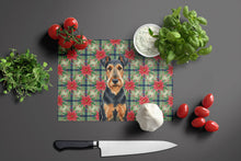 Load image into Gallery viewer, Airedale Terrier Christmas PoinsettIas Glass Cutting Board