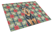 Load image into Gallery viewer, Airedale Terrier Christmas PoinsettIas Glass Cutting Board