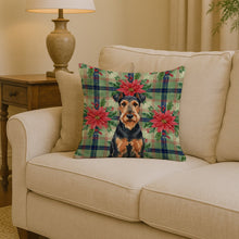 Load image into Gallery viewer, Airedale Terrier Christmas PoinsettIas Throw Pillow