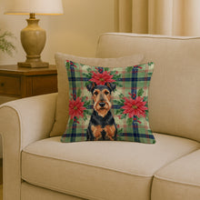 Load image into Gallery viewer, Airedale Terrier Christmas PoinsettIas Throw Pillow