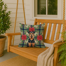 Load image into Gallery viewer, Airedale Terrier Christmas PoinsettIas Throw Pillow