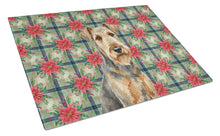 Load image into Gallery viewer, Grizzle Airedale Terrier Christmas PoinsettIas Glass Cutting Board