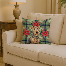 Load image into Gallery viewer, Grizzle Airedale Terrier Christmas PoinsettIas Throw Pillow