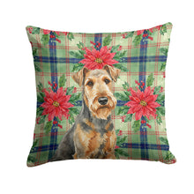 Load image into Gallery viewer, Grizzle Airedale Terrier Christmas PoinsettIas Throw Pillow
