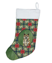 Load image into Gallery viewer, Brindle Akita Christmas PoinsettIas Holiday Stocking