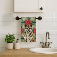 Load image into Gallery viewer, Brindle Akita Christmas PoinsettIas Kitchen Towel