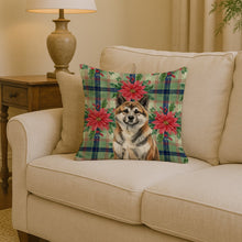 Load image into Gallery viewer, Brindle Akita Christmas PoinsettIas Throw Pillow