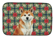 Load image into Gallery viewer, Red Akita Christmas PoinsettIas Dish Drying Mat