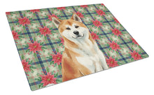 Load image into Gallery viewer, Red Akita Christmas PoinsettIas Glass Cutting Board