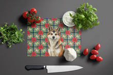 Load image into Gallery viewer, Sesame Akita Christmas PoinsettIas Glass Cutting Board