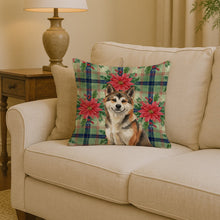 Load image into Gallery viewer, Sesame Akita Christmas PoinsettIas Throw Pillow