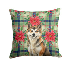 Load image into Gallery viewer, Sesame Akita Christmas PoinsettIas Throw Pillow