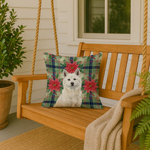 Load image into Gallery viewer, White Akita Christmas PoinsettIas Throw Pillow