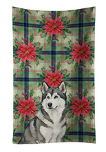 Load image into Gallery viewer, Gray and White Alaskan Malamute Christmas PoinsettIas Kitchen Towel