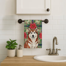 Load image into Gallery viewer, Red and White Alaskan Malamute Christmas Poinsettas Kitchen Towel