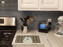 Load image into Gallery viewer, American Eskimo Christmas PoinsettIas Glass Cutting Board