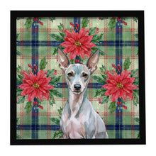 Load image into Gallery viewer, American Hairless Terrier Christmas PoinsettIas Framed Metal Print