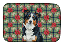 Load image into Gallery viewer, Black Tri American Shepherd Christmas PoinsettIas Dish Drying Mat