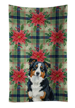 Load image into Gallery viewer, Black Tri American Shepherd Christmas PoinsettIas Kitchen Towel