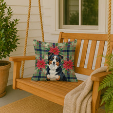 Load image into Gallery viewer, Black Tri American Shepherd Christmas PoinsettIas Throw Pillow