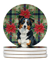 Load image into Gallery viewer, Black Tri American Shepherd Christmas PoinsettIas Large Sandstone Coasters Pack of 4
