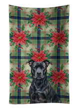 Load image into Gallery viewer, Black American Staffordshire Terrier Christmas PoinsettIas Kitchen Towel