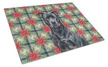 Load image into Gallery viewer, Black American Staffordshire Terrier Christmas PoinsettIas Glass Cutting Board
