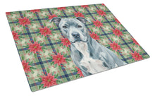 Load image into Gallery viewer, Blue American Staffordshire Terrier Christmas PoinsettIas Glass Cutting Board