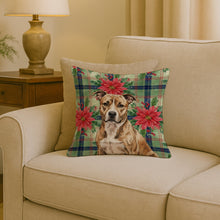 Load image into Gallery viewer, Brindle American Staffordshire Terrier Christmas PoinsettIas Throw Pillow