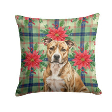 Load image into Gallery viewer, Brindle American Staffordshire Terrier Christmas PoinsettIas Throw Pillow