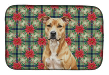 Load image into Gallery viewer, Fawn American Staffordshire Terrier Christmas PoinsettIas Dish Drying Mat