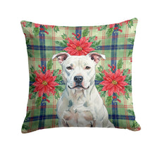 Load image into Gallery viewer, White American Staffordshire Terrier Christmas PoinsettIas Throw Pillow