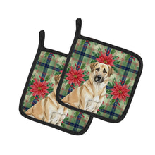 Load image into Gallery viewer, Anatolian Shepherd Dog Christmas PoinsettIas Pair of Pot Holders