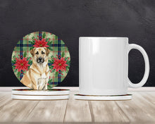 Load image into Gallery viewer, Anatolian Shepherd Dog Christmas PoinsettIas Large Sandstone Coasters Pack of 4