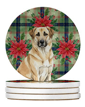 Load image into Gallery viewer, Anatolian Shepherd Dog Christmas PoinsettIas Large Sandstone Coasters Pack of 4