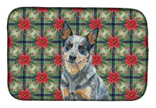 Load image into Gallery viewer, Blue Heeler Australian Cattle Dog Christmas PoinsettIas Dish Drying Mat