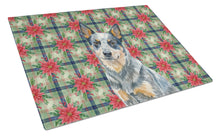 Load image into Gallery viewer, Blue Heeler Australian Cattle Dog Christmas PoinsettIas Glass Cutting Board