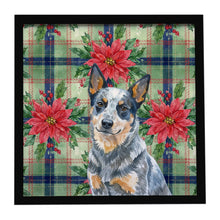 Load image into Gallery viewer, Blue Heeler Australian Cattle Dog Christmas PoinsettIas Framed Metal Print