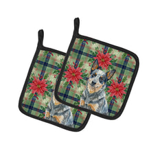 Load image into Gallery viewer, Blue Heeler Australian Cattle Dog Christmas PoinsettIas Pair of Pot Holders